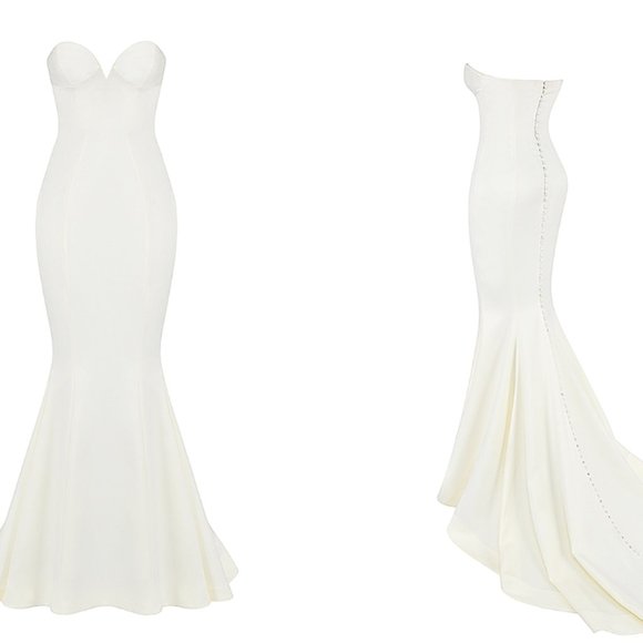 HOUSE OF CB 'Giselle' Ivory Satin Strapless Bridal Gown NWOT - Picture 9 of 15